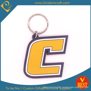 China High Quality Customized Logo Letter Shaped Soft PVC Key Chain for Promotion